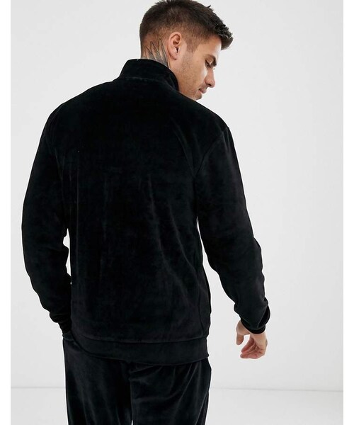 PULL&BEAR（プルアンドベア）の「Pull&Bear velour track jacket in black（）」 WEAR