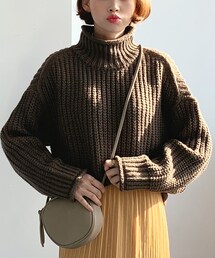 DHOLIC | ロールヘムハイネックルーズニット(ニット/セーター)