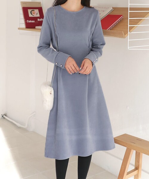 DHOLIC(ディーホリック)の「ラウンドネックウエストタイワンピース(ワンピース・レディース・ブラック/ブルー/ピンク・FREE)」の2枚目の写真