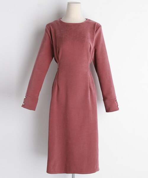 DHOLIC(ディーホリック)の「ラウンドネックウエストタイワンピース(ワンピース・レディース・ブラック/ブルー/ピンク・FREE)」の3枚目の写真