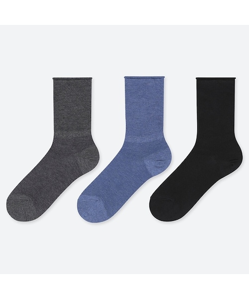 UNIQLO（ユニクロ）の「レギュラーソックス（メッシュ・3足組）（レギンス/スパッツ・レディース・WHITE 00/DARK GRAY 08・フリー）」の2枚目の写真