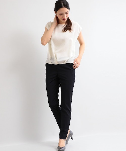 WORK TRIP OUTFITS GREEN LABEL RELAXING（ワークトリップアウトフィッツグリーンレーベル リラクシング）の「【WORK TRIP OUTFITS】TW/PU トロピカル ノータック パンツ (ロング丈)（その他・レディース・その他・XS, S, M, L, XL, XXL）」の7枚目の写真