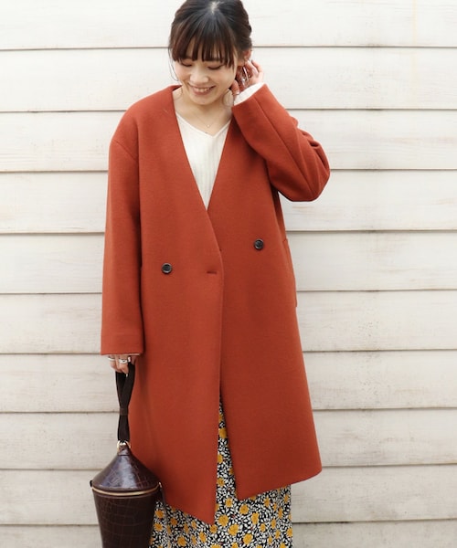 FRAMeWORK（フレームワーク）の「VネックW コート◆（ジャケット/アウター・ナチュラル/36/38）」の2枚目の写真