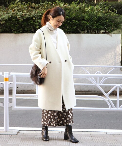 FRAMeWORK（フレームワーク）の「VネックW コート◆（ジャケット/アウター・ナチュラル/36/38）」の5枚目の写真