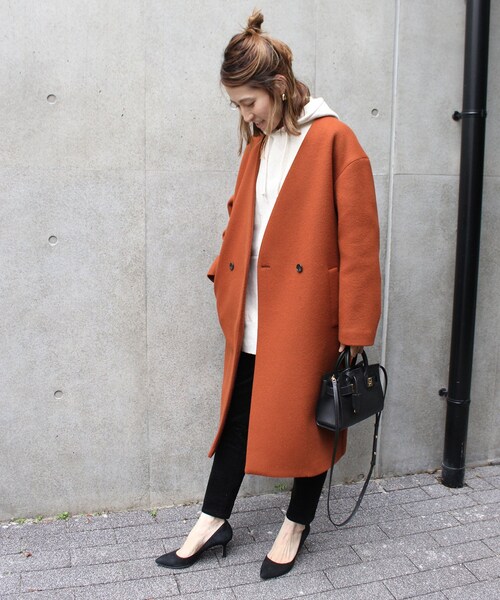 FRAMeWORK（フレームワーク）の「VネックW コート◆（ジャケット/アウター・ナチュラル/36/38）」の4枚目の写真