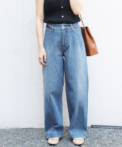 SLOBE IENA（スローブイエナ）の「《追加2》LE DENIM デニムバギーパンツ◆（パンツ・ネイビー/36/38/40）」の2枚目の写真