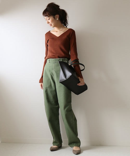 Spick&amp;Span ワイドリブVプルオーバー Spick & Span（スピックアンドスパン）の「ITALY WOOL ワイドリブVプル