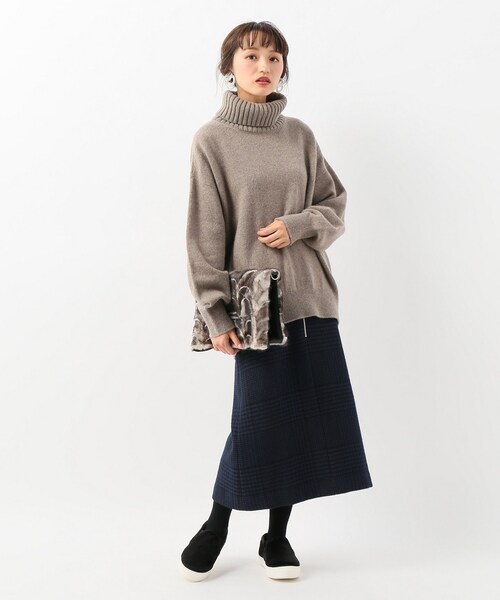 【タグ付き】Spick & Span チェックツィード フロントジップ スカート Spick & Span（スピックアンドスパン）の「チェックツィード