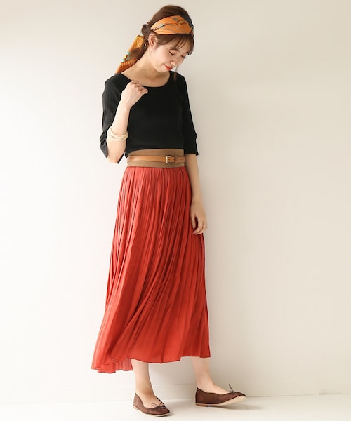 新品スピックアンドスパンアコーディオンプリーツスカート　ブルー HYU ギャザーフレアスカート（スカート）｜Spick & Span