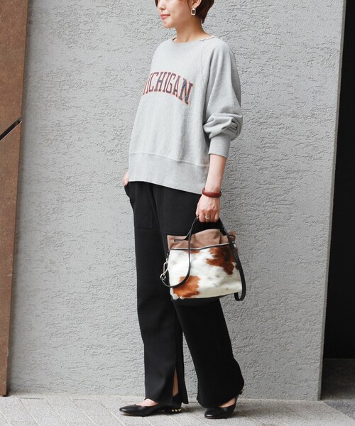 JOURNAL STANDARD relume（ジャーナルスタンダード　レリューム）の「ワッフル スリットパンツ◆（パンツ・ブラック/フリー）」の5枚目の写真