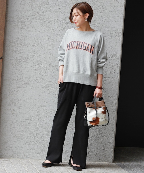 JOURNAL STANDARD relume（ジャーナルスタンダード　レリューム）の「ワッフル スリットパンツ◆（パンツ・ブラック/フリー）」の4枚目の写真