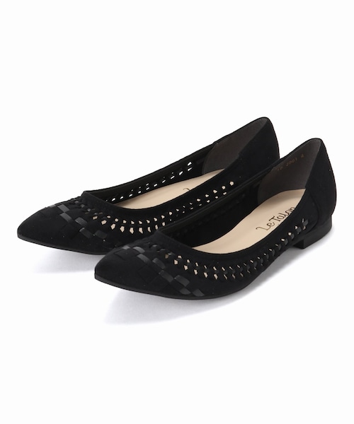 まさまるLe Talon 黒 スエード ポインテッドトゥ フラットシューズ まさまるLe Talon 黒 スエード ポインテッドトゥ フラット