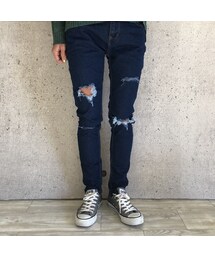 copine | ダメージ加工ハイウエストスキニーデニムパンツ（2size）【クリックポスト対象商品】(デニムパンツ)