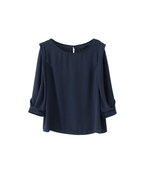 KBF（ケイビーエフ）の「KBF+ 袖ボリュームトップス（トップス・レディース・ネイビー/ミント/オフ・one）」の3枚目の写真