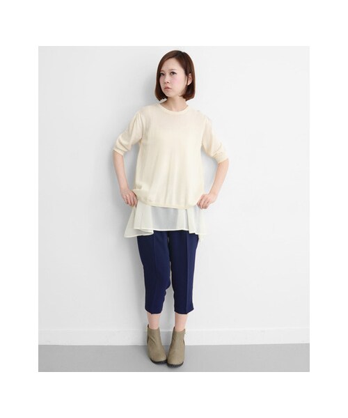 KBF（ケイビーエフ）の「クロップドパンツ（パンツ・レディース・ブラック/ブルー/アイボリー・one）」の5枚目の写真