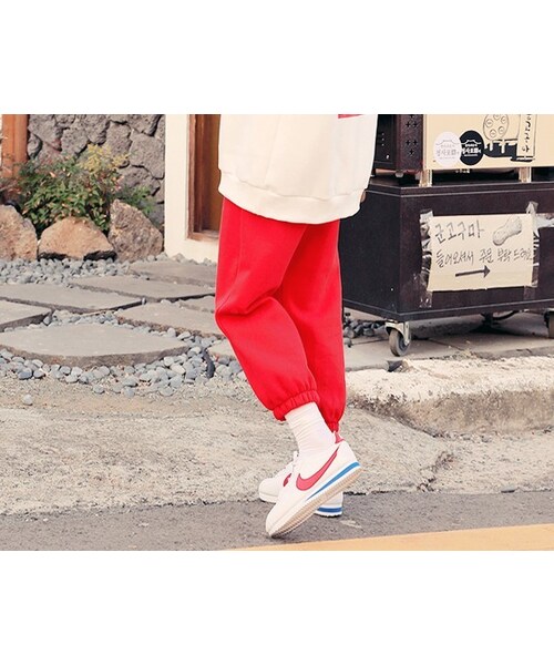 HOTPING（ホッピン）の「オーバーフィット裏起毛スウェットパンツ（その他パンツ・レディース・Grey/Red/Black・フリーサイズ）」の3枚目の写真