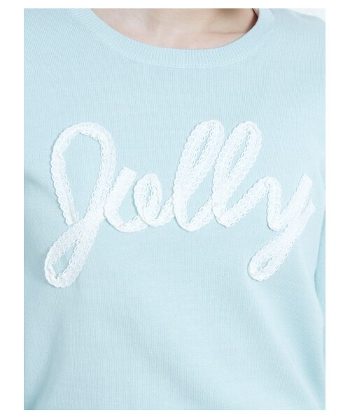 earth music&ecology(アースミュージックアンドエコロジー)の「Jollyレースロゴニットプルオーバー(ニット・セーター・レディース・杢ライトグレー/ネイビー/ライトイエロー/ミント・L/XS)」の8枚目の写真