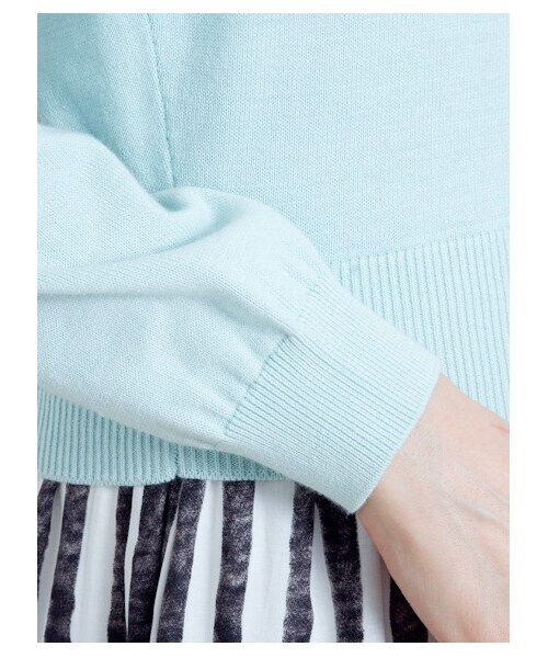 earth music&ecology(アースミュージックアンドエコロジー)の「Jollyレースロゴニットプルオーバー(ニット・セーター・レディース・杢ライトグレー/ネイビー/ライトイエロー/ミント・L/XS)」の9枚目の写真