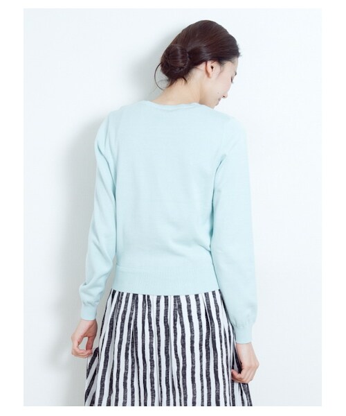 earth music&ecology(アースミュージックアンドエコロジー)の「Jollyレースロゴニットプルオーバー(ニット・セーター・レディース・杢ライトグレー/ネイビー/ライトイエロー/ミント・L/XS)」の7枚目の写真