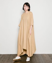 美品　カレンソロジー　リネン混　オールインワンワンピース　バックリボン 美品 カレンソロジー リネン混 オールインワンワンピース バック