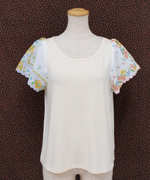 Hamble by Par Avion（ハンブルバイパラビオン）の「ハンカチ袖Tee（トップス・レディース・グレー/オフホワイト・ワンサイズ）」の3枚目の写真