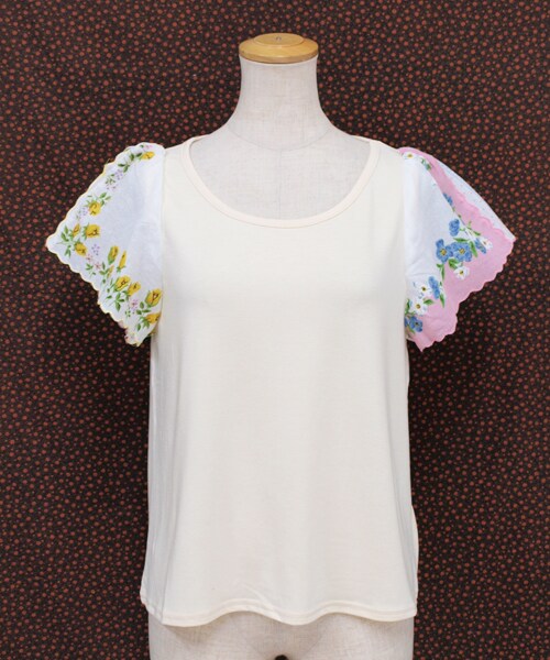 Hamble by Par Avion（ハンブルバイパラビオン）の「ハンカチ袖Tee（トップス・レディース・グレー/オフホワイト・ワンサイズ）」の2枚目の写真