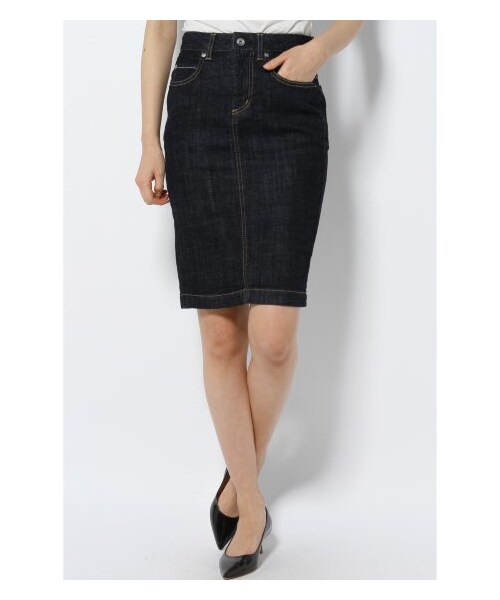 IENA（イエナ）の「ストレッチデニムタイトスカート（ひざ丈スカート・レディース・ネイビー/ホワイト・36/38/40）」の3枚目の写真