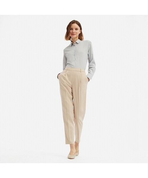 UNIQLO（ユニクロ）の「EZYタックアンクルパンツ（丈長め71cm）（その他パンツ・レディース・BLACK 09/NAVY 69/NATURAL 30/GRAY 03・XXL/XL/M/XS/L/3XL/S）」の3枚目の写真