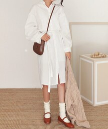 DHOLIC | ストラップSETパフスリーブシャツワンピース(ワンピース)