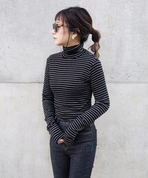 LAULEN | Border highneck Tops(Tシャツ/カットソー)