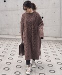 LAULEN | Cable knit slit OP(洋裝)