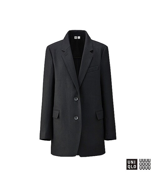 UNIQLO（ユニクロ）の「ウールブレンドジャケット（その他アウター・レディース・OLIVE 57/BLACK 09/NAVY 69・S/XL/M/L/XXL）」の2枚目の写真