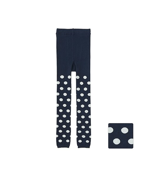 UNIQLO（ユニクロ）の「GIRLS ニットレギンス（ドット・10分丈）（レギンス/スパッツ・キッズ・DARK GRAY 08/NAVY 69・XL/S/M/L）」の2枚目の写真