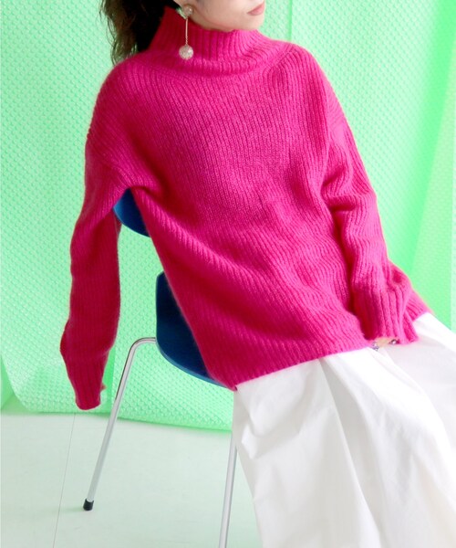 SLOBE IENA（スローブイエナ）の「SLOBE citron. ネオンカラーモヘヤニット◆（トップス・グリーン/フリー）」の3枚目の写真