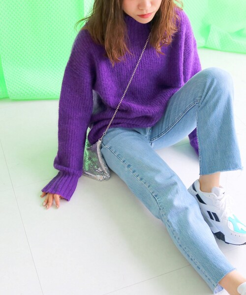 SLOBE IENA（スローブイエナ）の「SLOBE citron. ネオンカラーモヘヤニット◆（トップス・グリーン/フリー）」の22枚目の写真