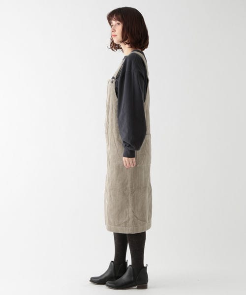 studio CLIP（スタディオクリップ）の「コーデュロイジャンパースカート（スカート・ブラック/ベージュ）」の5枚目の写真