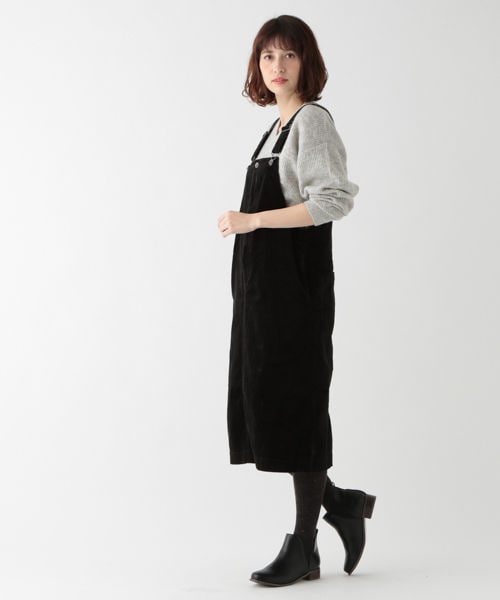 studio CLIP（スタディオクリップ）の「コーデュロイジャンパースカート（スカート・ブラック/ベージュ）」の3枚目の写真