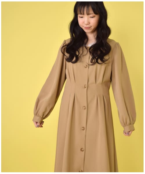 ディオールライダースとベージュ スクエアネック ワンピース　セット w closet（ダブルクローゼット）の「スクエアネックウエストタック