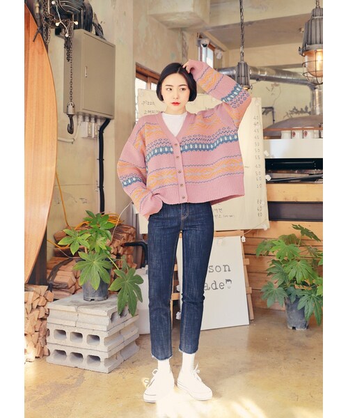 HOTPING（ホッピン）の「Vネックエスニックカーディガン（カーディガン/ボレロ・レディース・White/Pink/Blue・フリーサイズ）」の3枚目の写真