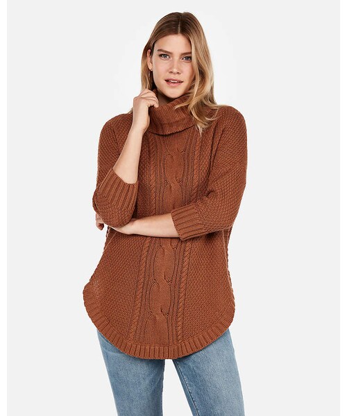 EXPRESS（エクスプレス）の「Express Cowl Neck Cable Knit Circle Hem Sweater（ニット