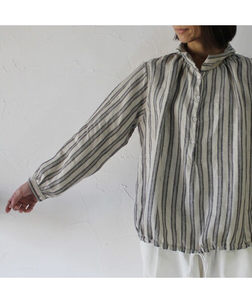 アルテポーヴェラ ARTE POVERA　リネンストライプジャケット ARTE POVERA アルテポーヴェラ｜リネンキャンバス製品染Vカラー