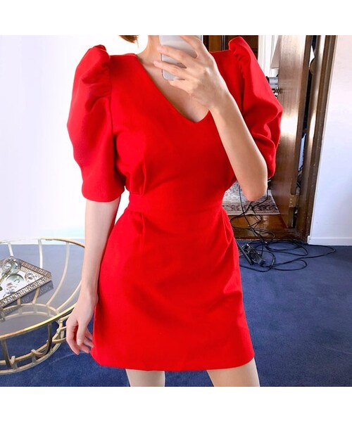 Chuu チュー の ウエストストラップパフスリーブワンピース ワンピース ドレス Wear