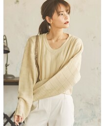 Re:EDIT | Vネックワイドリブショートニットトップス(トップス)