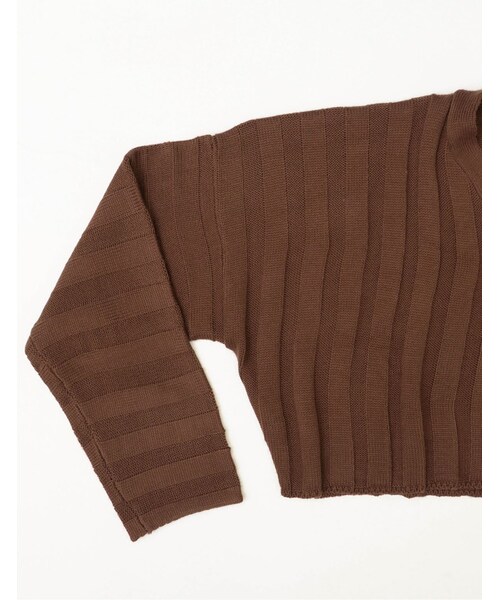 Re:EDIT（リエディ）の「Vネックワイドリブショートニットトップス（トップス・レディース・ブラック/アイボリー/ブラウン・M）」の4枚目の写真