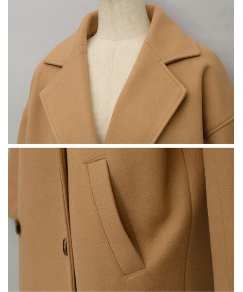 Re:EDIT（リエディ）の「フェイクウールダブルチェスターコート（ジャケット/アウター・レディース・ブラック/ベージュ/ブラウン/カーキ・M/L）」の10枚目の写真