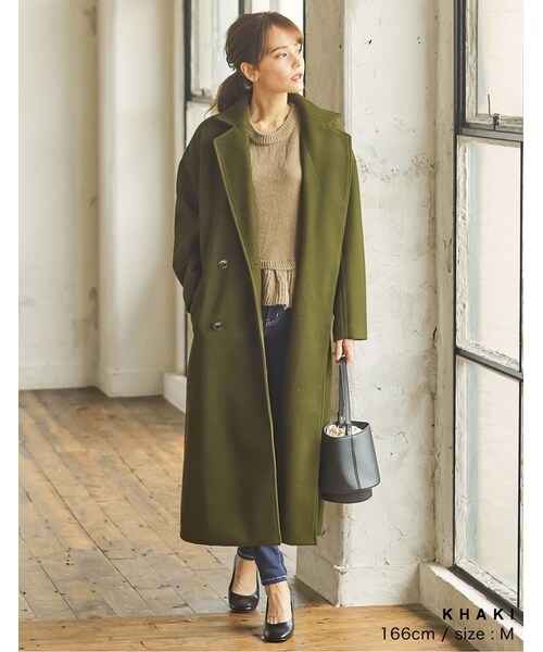 Re:EDIT（リエディ）の「フェイクウールダブルチェスターコート（ジャケット/アウター・レディース・ブラック/ベージュ/ブラウン/カーキ・M/L）」の5枚目の写真