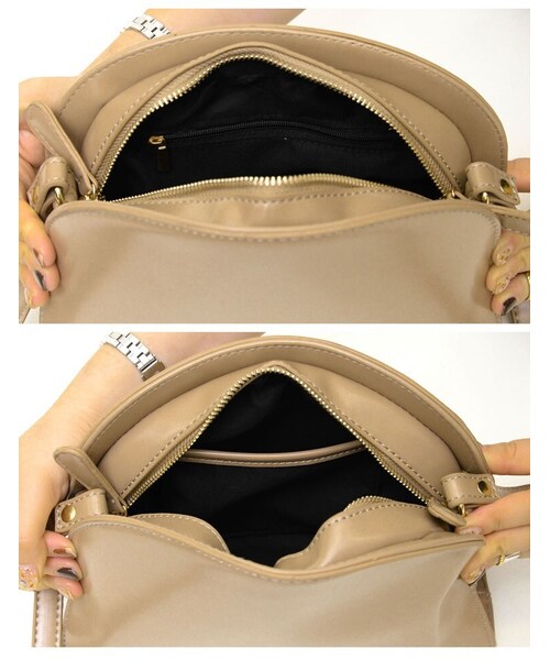 Re:EDIT（リエディ）の「ハーフムーンショルダーバッグ（バッグ・レディース・ベージュ/ブラック・フリーサイズ）」の12枚目の写真