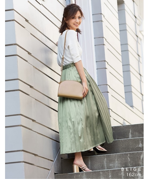 Re:EDIT（リエディ）の「ハーフムーンショルダーバッグ（バッグ・レディース・ベージュ/ブラック・フリーサイズ）」の2枚目の写真