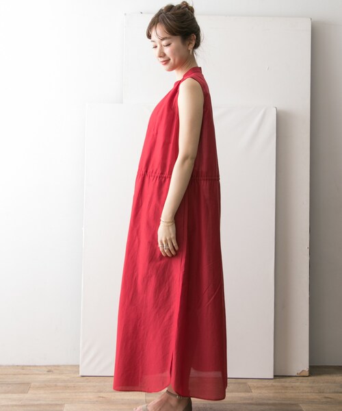 ebure 23SS コットンシルク ノースリーブニットワンピース ネイビー