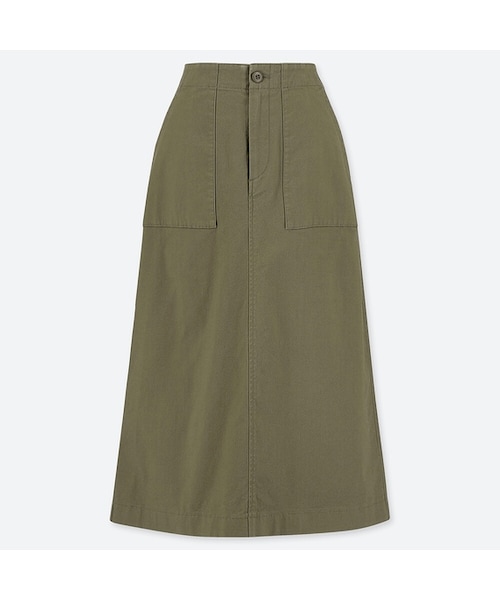 UNIQLO（ユニクロ）の「ベイカースカート(丈標準74～78cm）（スカート・レディース・OLIVE 57/OFF WHITE 01/BEIGE 31・XL/XXL/S/L/XS/M）」の3枚目の写真